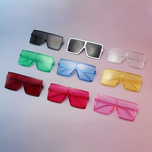 2025 Trendy UV Protection Fashion Glasses - Oversized Square Frame, Vibrant Multi-Color Options, Lightweight PC Frame & AC Lens, Unisex Fashion Accessories for Men & Women, Stylish Eye Wear | Oversized Square Glasses | Polyca