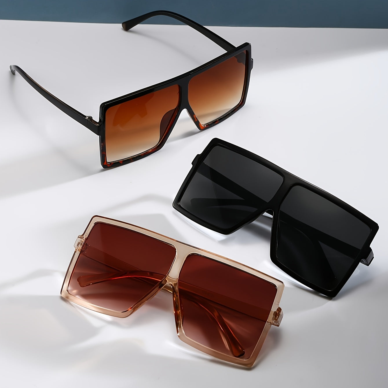 3pcs Women's Oversized Frame Combination Set of Personalized Glasses, European and American Style Women's Trendy Accessories