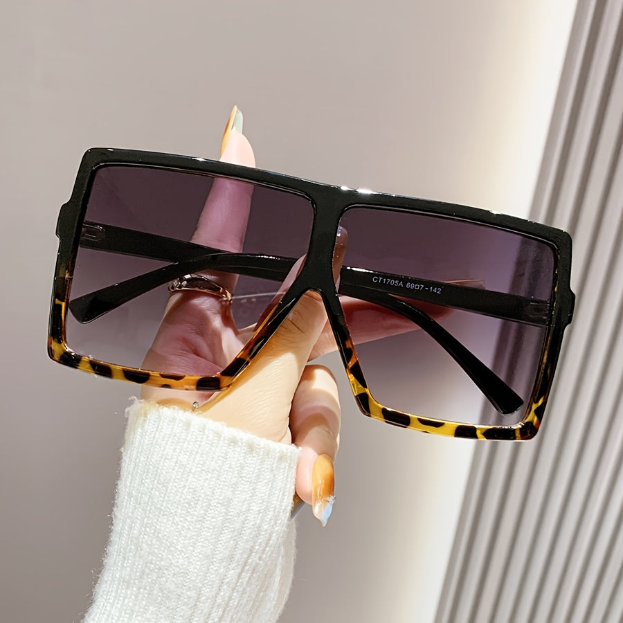 Women's Oversized Square Glasses with Gradient Lenses, Plastic Frame for and Festive Occasions