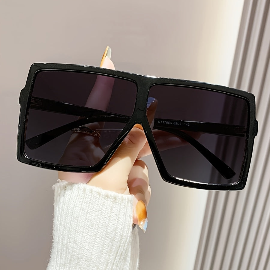 Women's Oversized Square Glasses with Gradient Lenses, Plastic Frame for and Festive Occasions