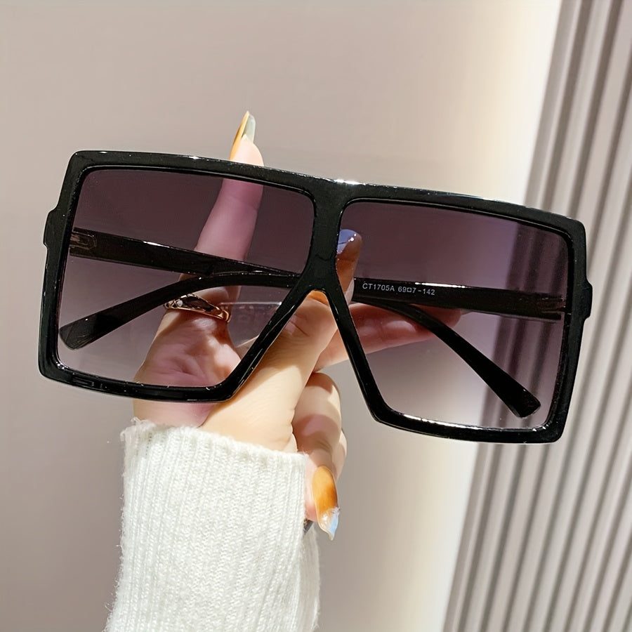 Women's Oversized Square Glasses with Gradient Lenses, Plastic Frame for and Festive Occasions