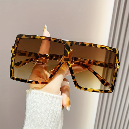 Women's Oversized Square Glasses with Gradient Lenses, Plastic Frame for and Festive Occasions