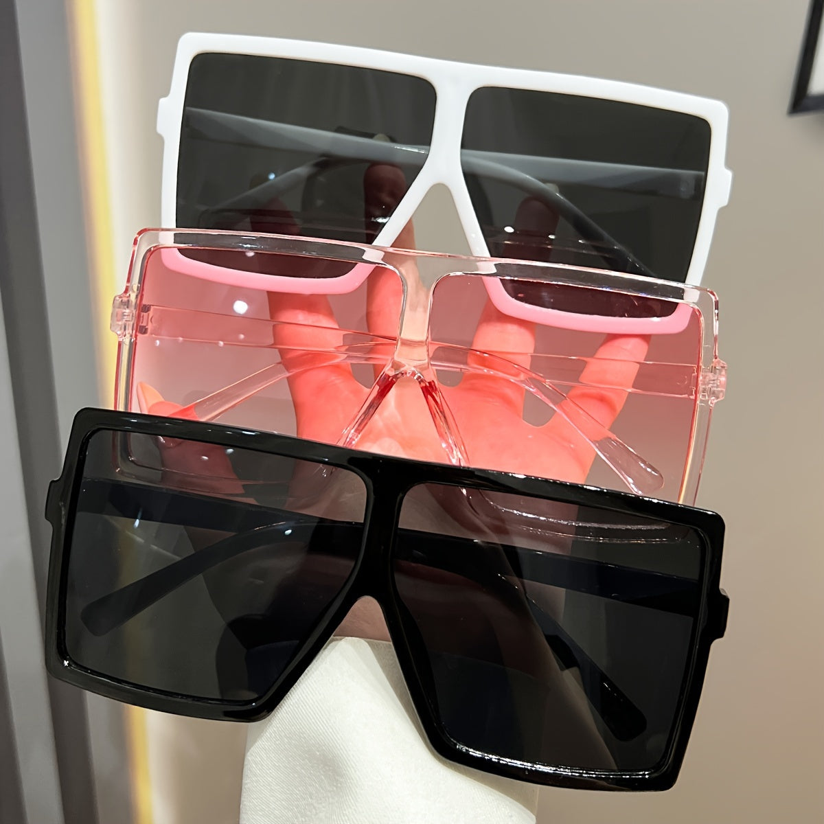 3pcs Women's Oversized Frame Combination Set of Personalized Glasses, European and American Style Women's Trendy Accessories