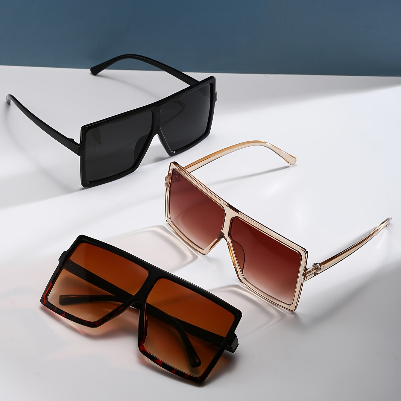 3pcs Women's Oversized Frame Combination Set of Personalized Glasses, European and American Style Women's Trendy Accessories