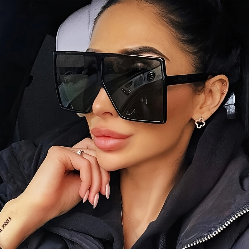 Women's Oversized Square Glasses with Gradient Lenses, Plastic Frame for and Festive Occasions