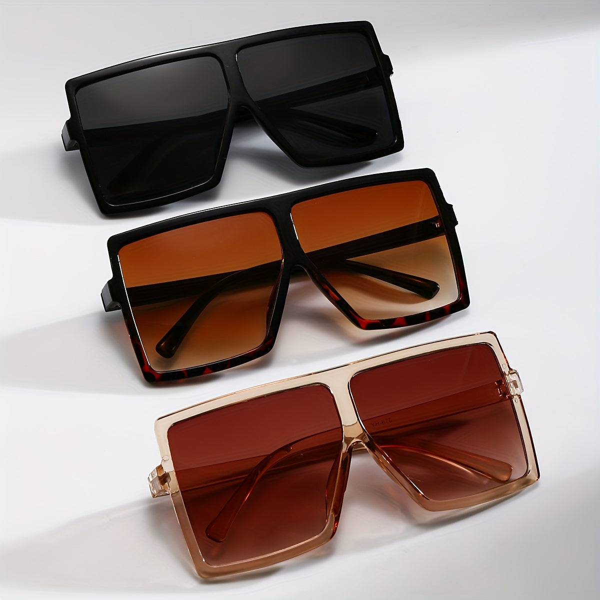 3pcs Women's Oversized Frame Combination Set of Personalized Glasses, European and American Style Women's Trendy Accessories