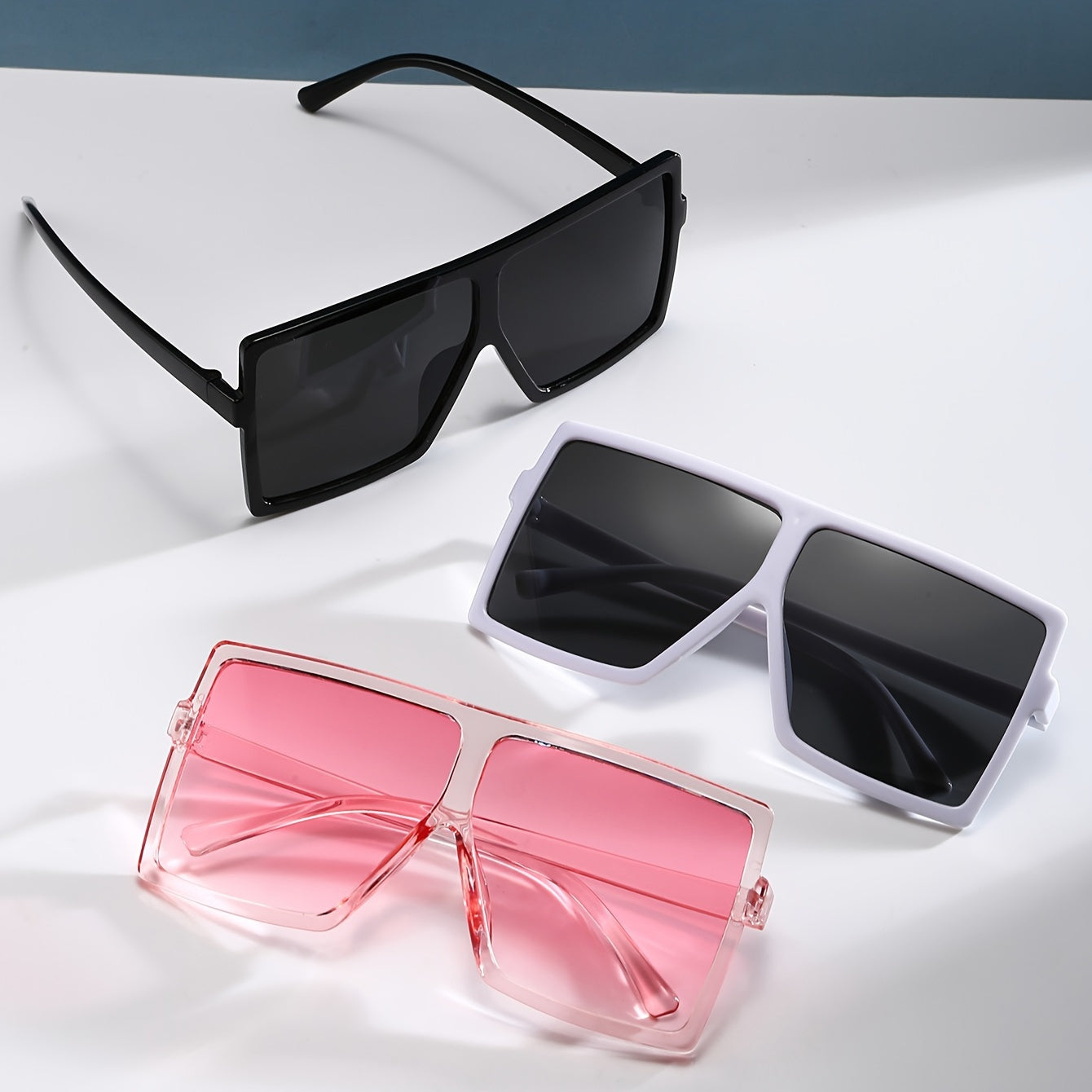 3pcs Women's Oversized Frame Combination Set of Personalized Glasses, European and American Style Women's Trendy Accessories