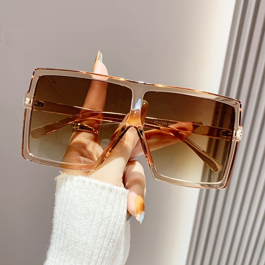 Women's Oversized Square Glasses with Gradient Lenses, Plastic Frame for and Festive Occasions